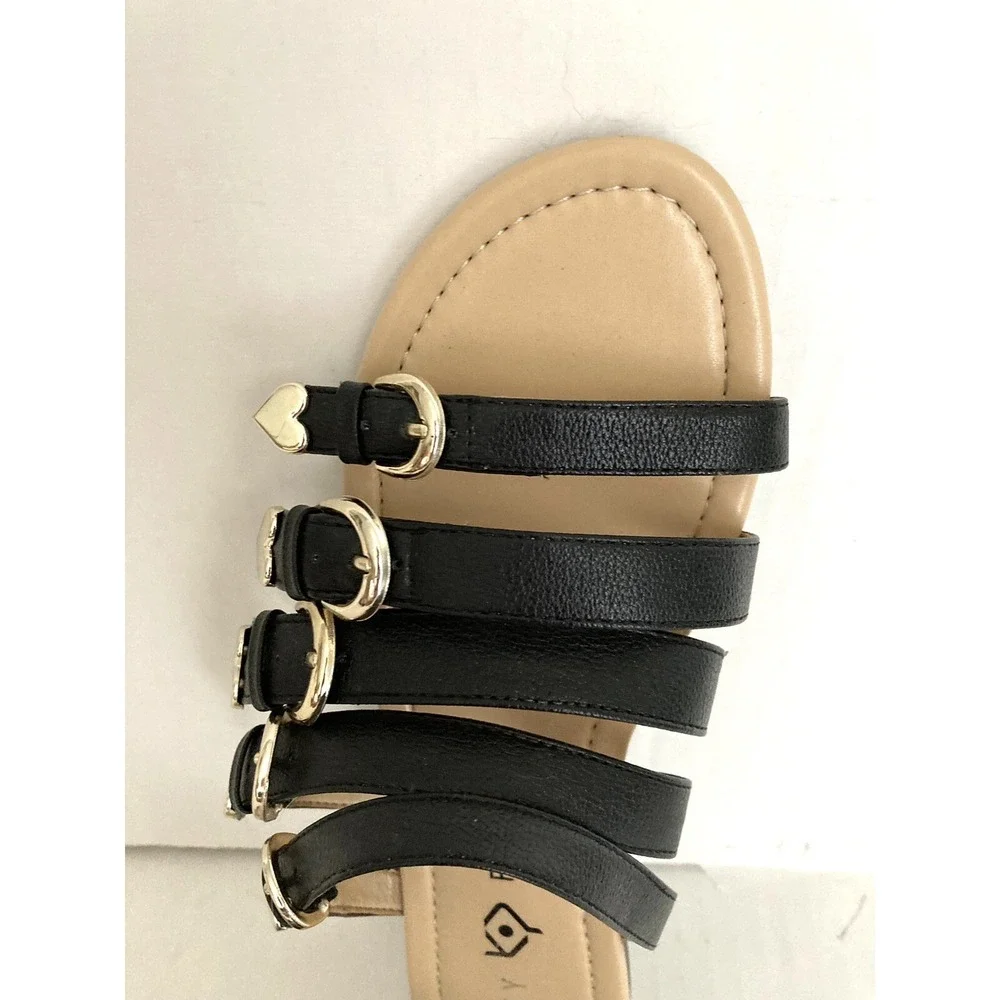 Katy Perry‎ sandals Black Size 6.5 Straps Hearts slip on Coastal Grung